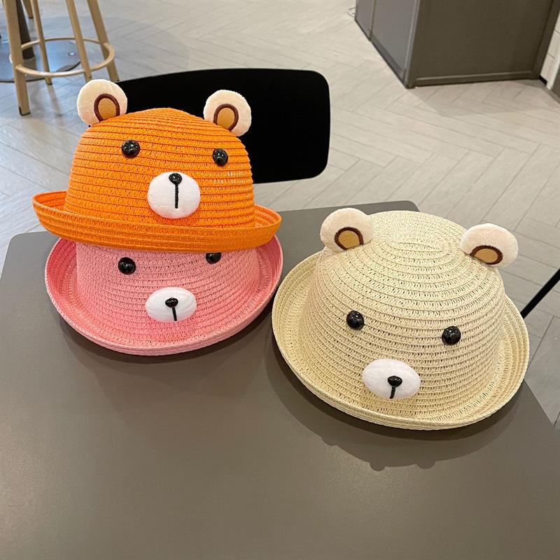 Baby hat male boomer spring and autumn thin cute super cute children's sunshade straw hat summer baby sun bucket hat boy