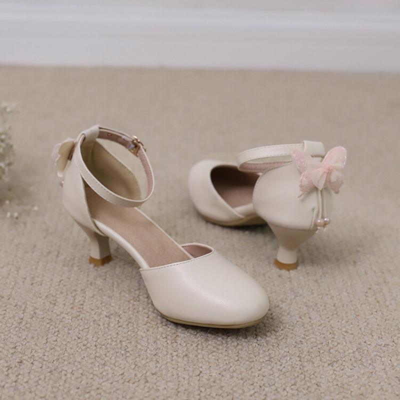 Neue Mädchensandalen Schleife mittlere Kinderschuhe kleine Mädchen Student Aufführungsschuhe Prinzessin hohe Absätze Kindersandalen