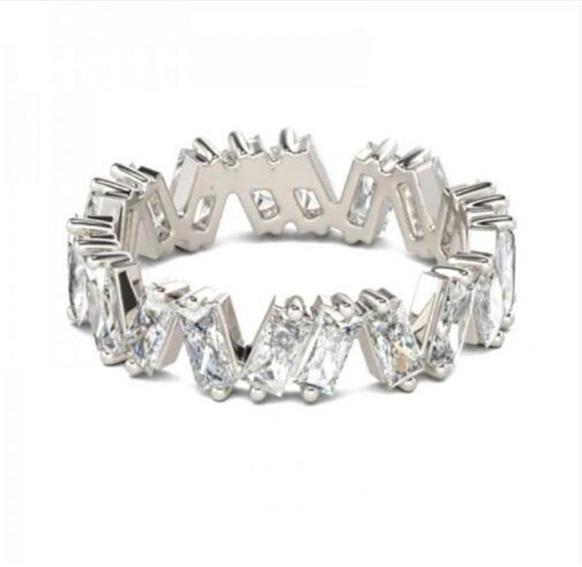 Fine Engagement Eternity Promise Ring AAAAA Zircon 925 Sterling Silver Statement Wedding Band Rings for women men Jewelry Gift