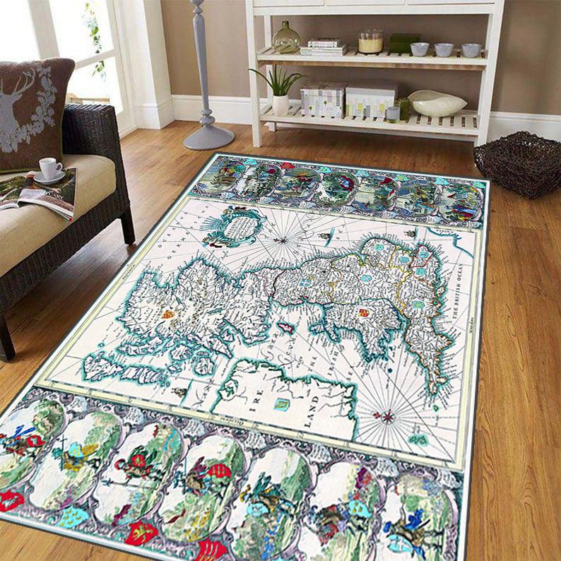 Ancient World Navigation Map Teppe for stuen, mykt flanell teppe for soverommet, Anti-skli BADEROMsmatte, baby lekematte