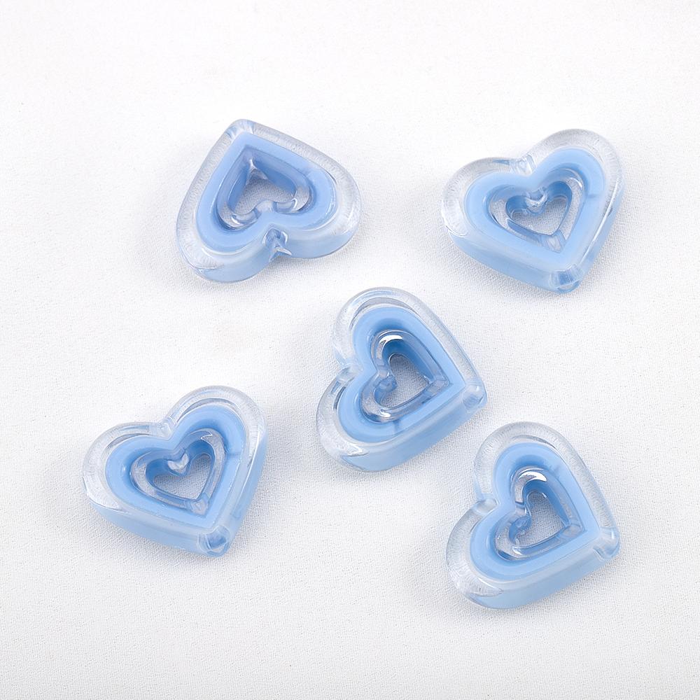 

Transparent Multi Color Heart Shape Beads Bracelet Spacer Acrylic Hollow Love Charms Necklace Bracelet DIY Jewelry Accessories 5pcs синий