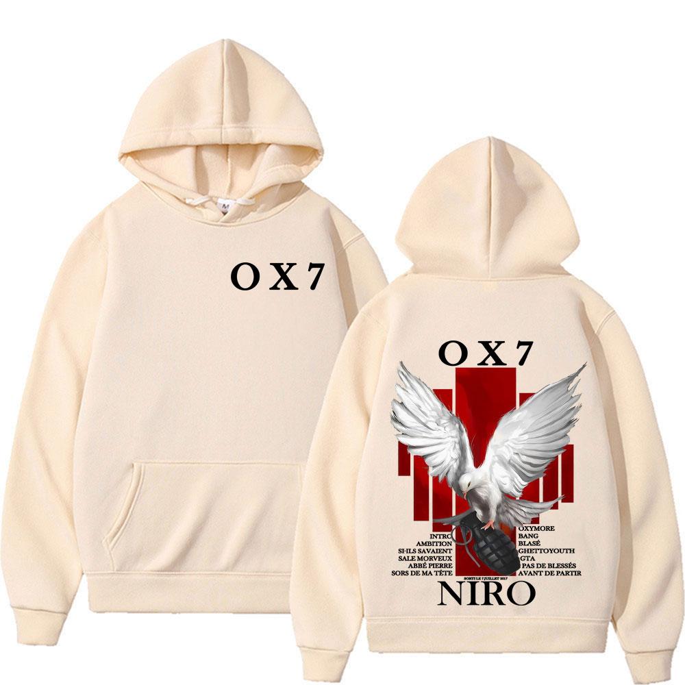 Rapper Niro OX7 Album Graphics Hoodies Men Women Clothing Fashion Long Sleeve Tops Sweatshirt Casual Oversized Hoodie Streetwear