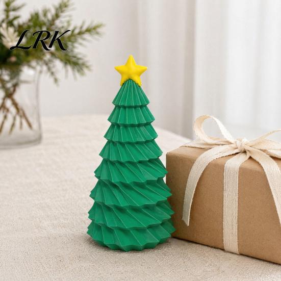 Mini Christmas Tree Decoration 3D Printed Figurine, Yellow Star Topper Statue, Festival Ornament for Home Office, Gift Xmas Holiday Tabletop