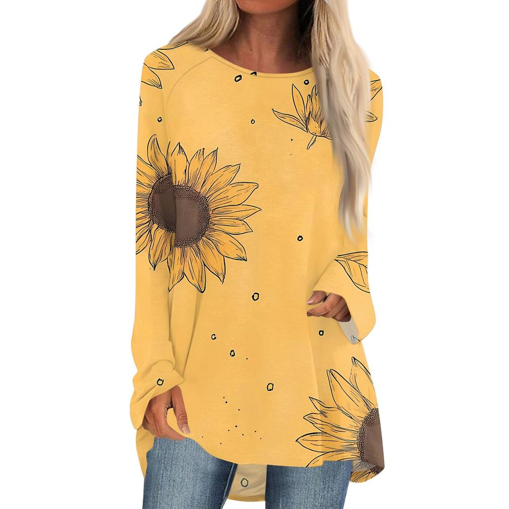 Damesmode casual blouse met lange mouwen en ronde hals