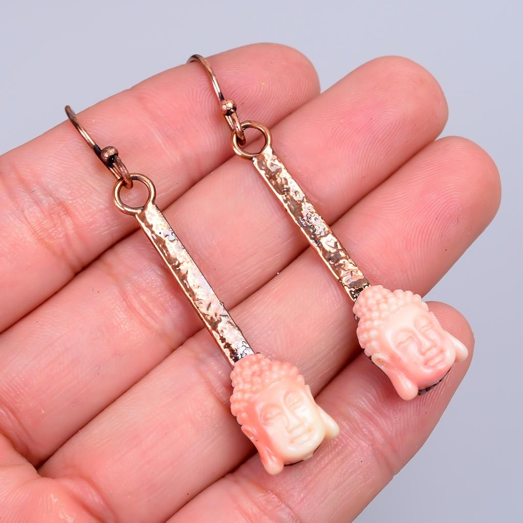Opal Gemstone Hook New Electroformed Drop Sisters Gift Earrings Jewelry Copper V-70