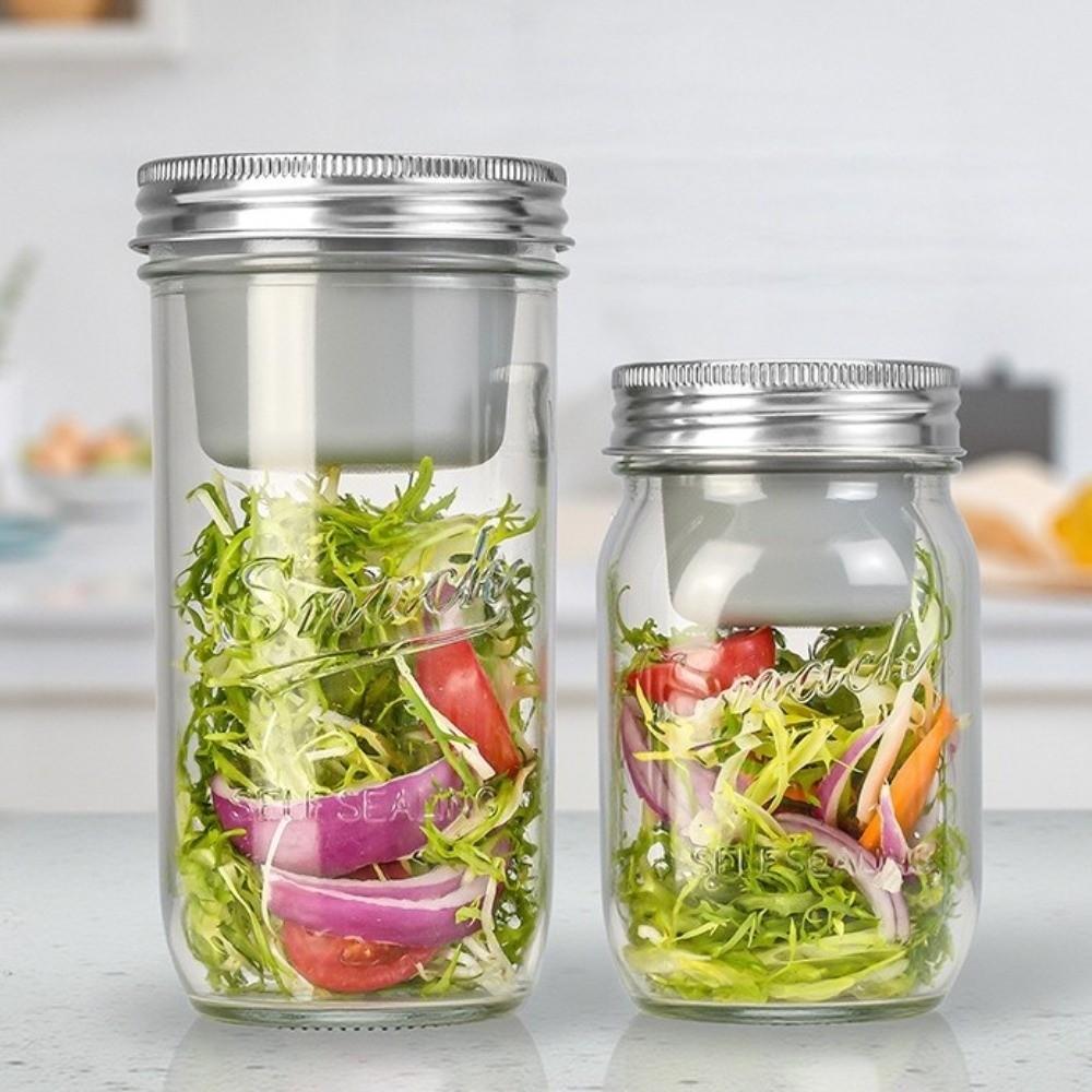 16/24 Oz Salad Glass Jars Leak-Proof Food Storage Jar Multi-functional Mason Jar  Fresh Food