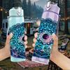 1PC Swirl Mandala Psychedelic Art Print 750ml Color Plastic Sports Water Bottle Leakproof Flip Straw Lid Suitable for Sports Office Home Use