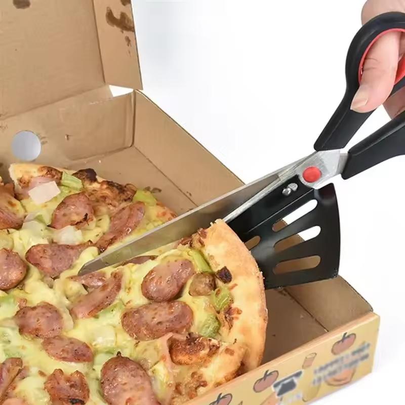 Detachable Pizza Scissors Knife With Protective Server Stainless Steel Pizza Cutter Slicer Scallion Cutter Kitchen Accessories