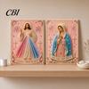 3D Pearl Texture Art Mary Painting Kit, Divine Mercy Jesus Holy Religious DIY Kit for Adults Faux Craft Set Beginners Christian Wall Decor