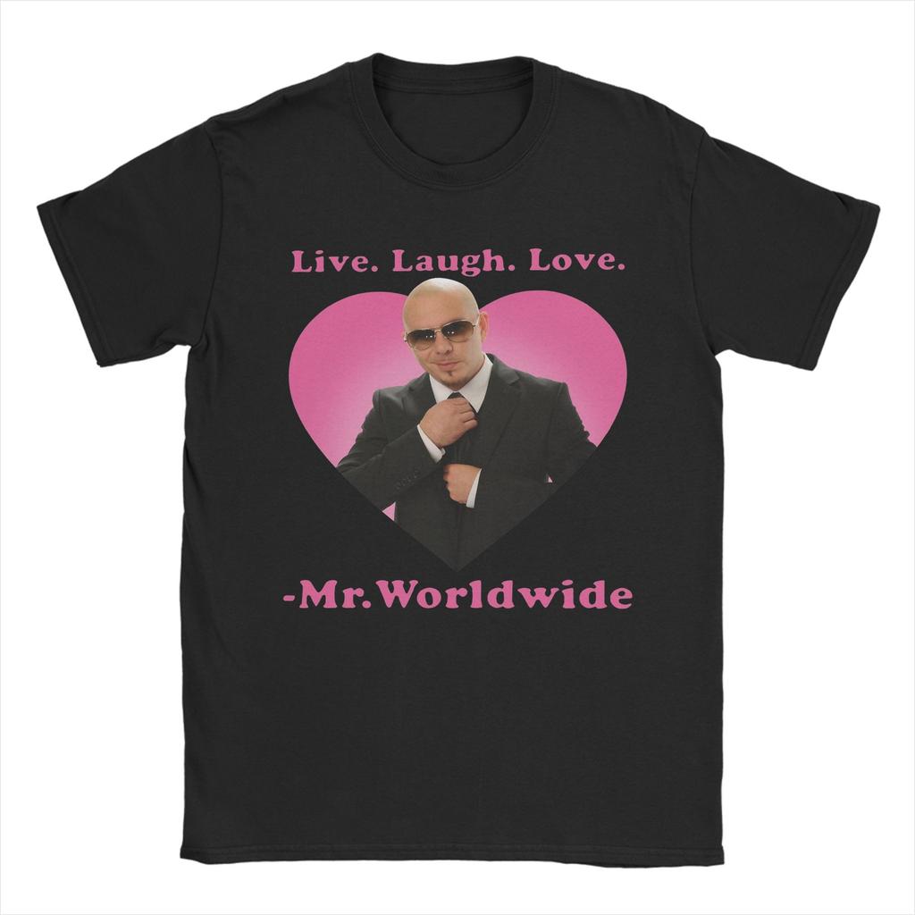 Novelty Pitbull Rapper Mr. Worldwide T-Shirt Men O Neck Pure Cotton T Shirt  Short Sleeve Tee Shirt Plus Size Tops