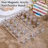 Non-Magnetic Acrylic Cartoon Bear Love Shape Nail Stand False For Cat Eye Gel Press On Nails Display Stand Tips Holder