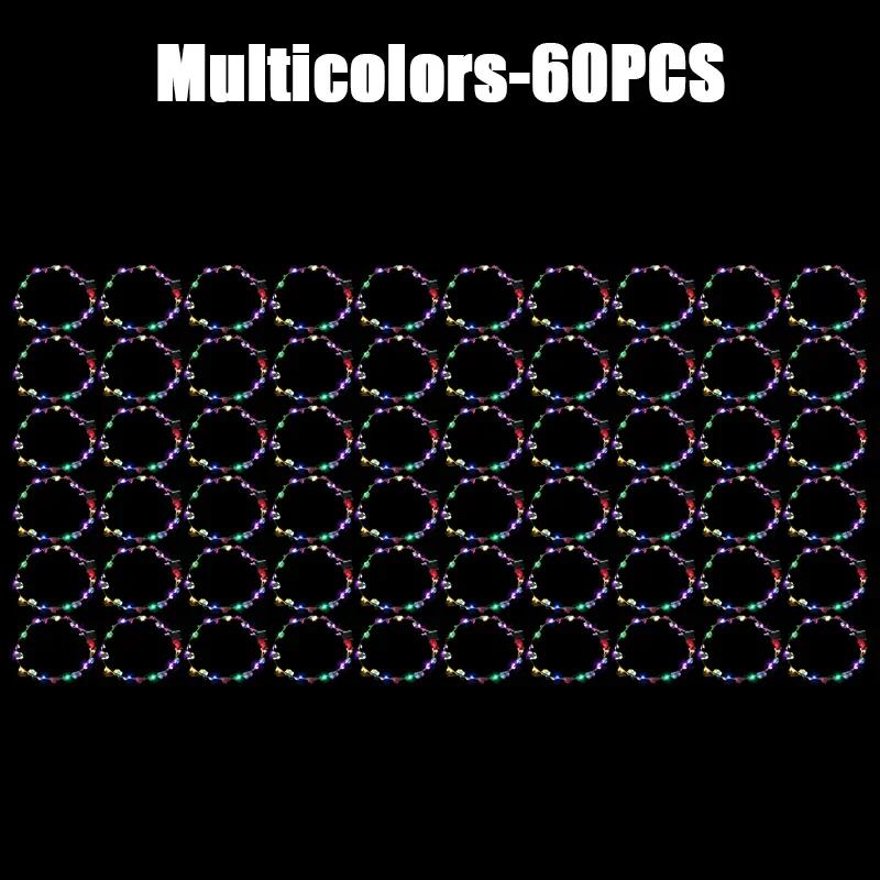 60 Adet Çiçek Çelenk Parlayan 10 LED'li Başlık Çelenk Taç Çiçekli Saç Bandı Parlayan Çelenk Düğün Partisi Noel Çelengi İçin