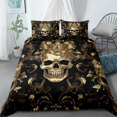 Hand-Painted Crow Skull Bedding Single Double Large King Large Quilt Set Three-Piece Set