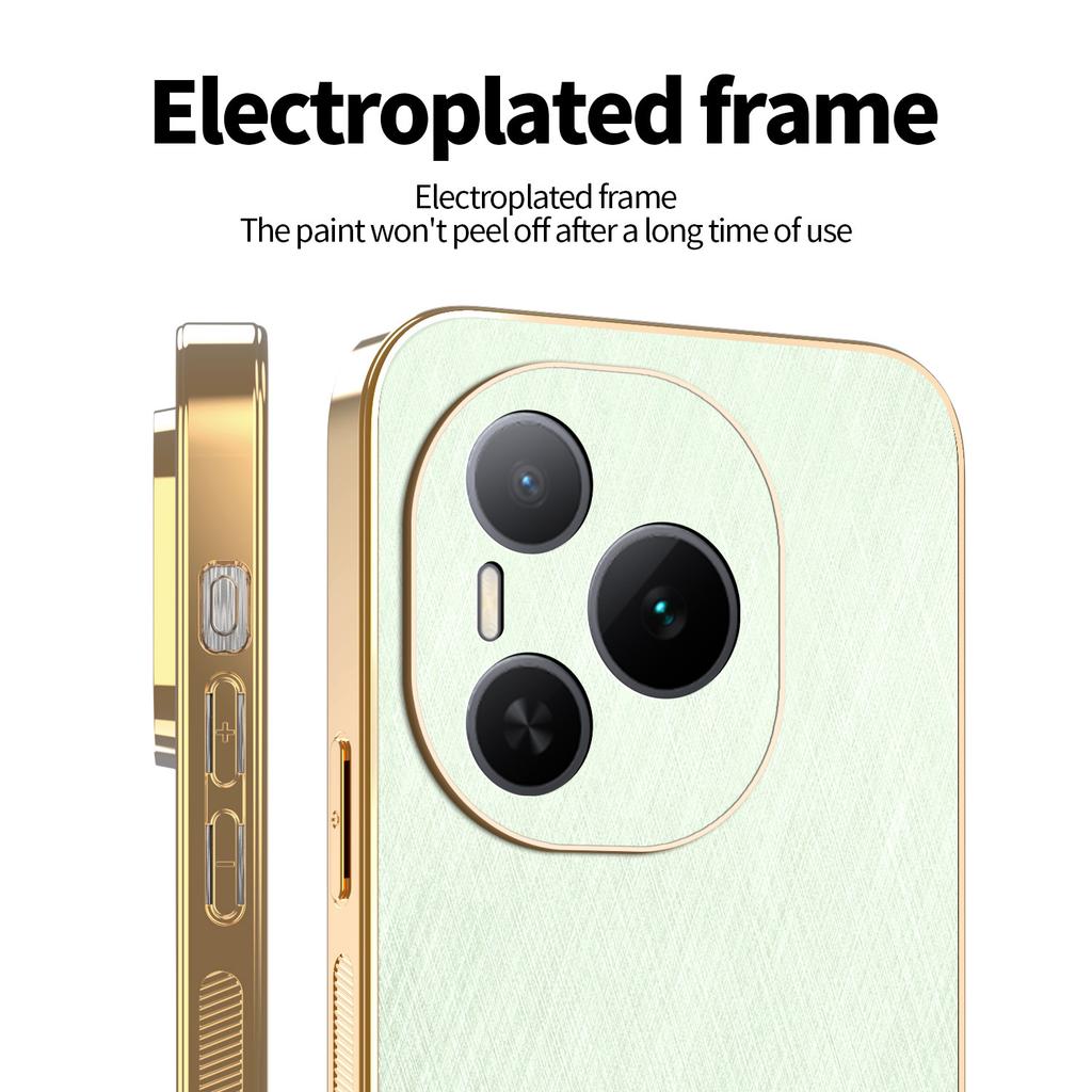 For Honor Power, Phone Case Luxury Brushed Leather Electroplated Bumper Soft TPU Cover