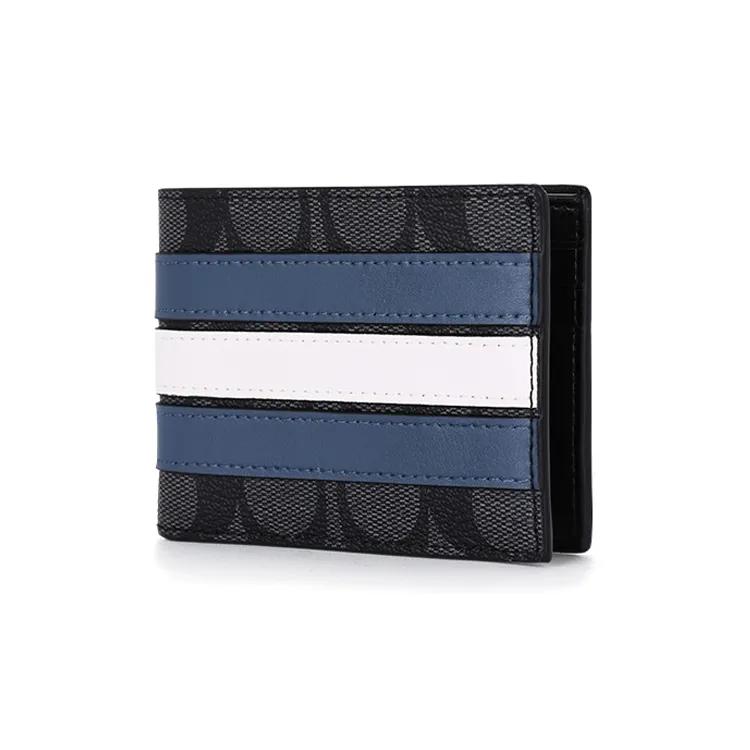 COACH Billfold Wallet PVC Wallet Men's Black Gray Blue White (Unisex) Wallets 3004 QBOH0