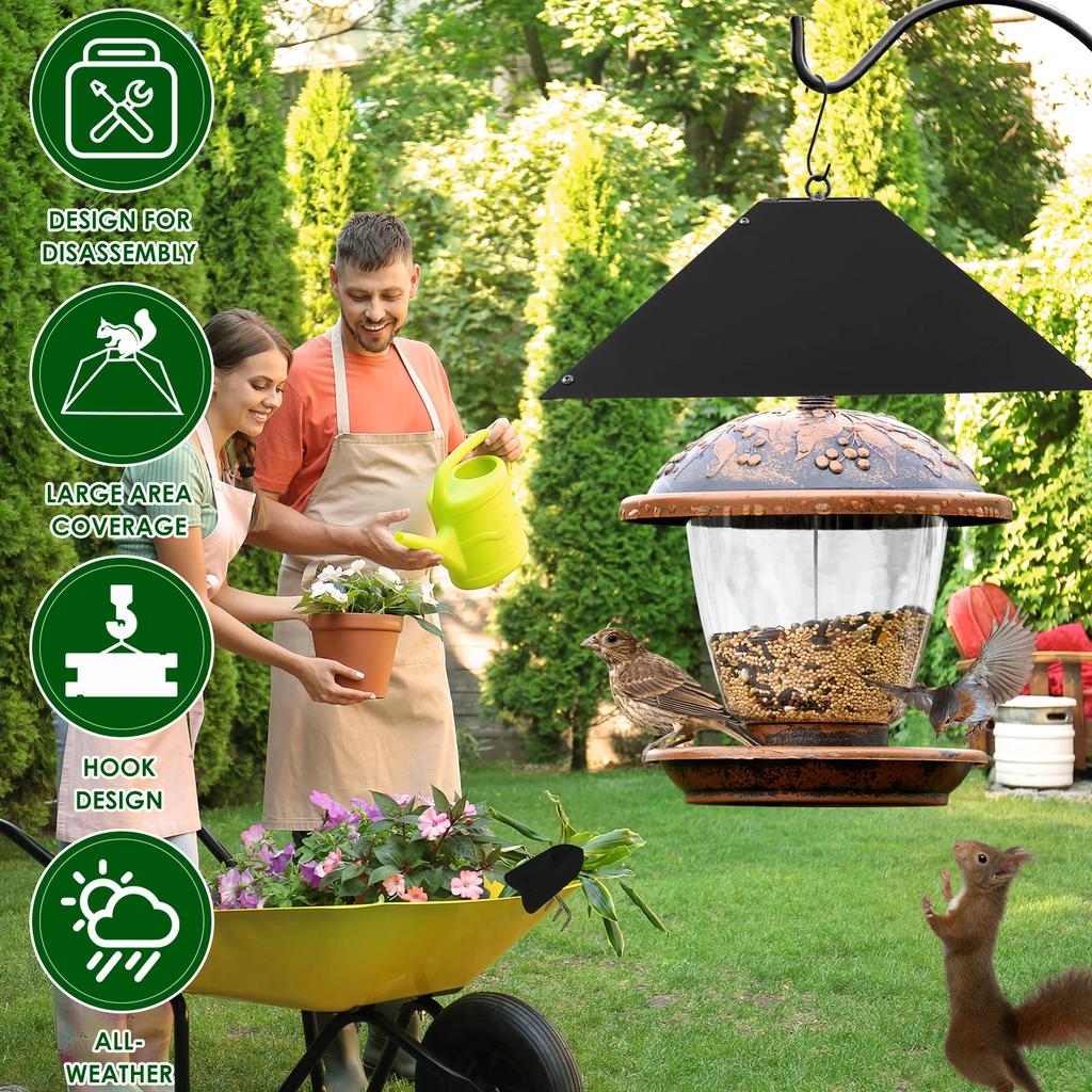 Squirrel Baffle Metal Bird Feeder Rod Baffle Effective Weatherproof Feeder Squirrel Protective Device for Hanging Bird Feeders