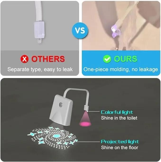 Noční záchodová světla Světlo záchodové mísy aktivované pohybem 7Barva měnící koupelnová dekorace LED noční světlo Noční lampa Inteligentní světlo