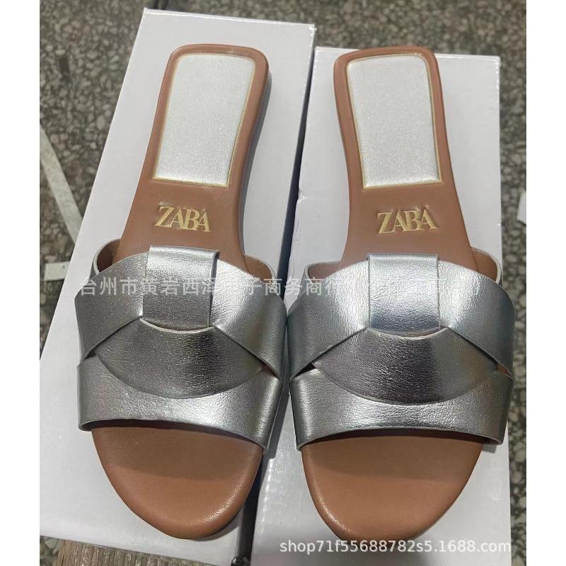 Large size flat bottom trend one-character slippers women's new cross solid color fashion slippers