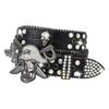 Crystal Pirate Buckle Belt for All Age BlingBling Sequined Belt Cool Vintage Pants Belt Street Dance Belt Eye Catching Black S