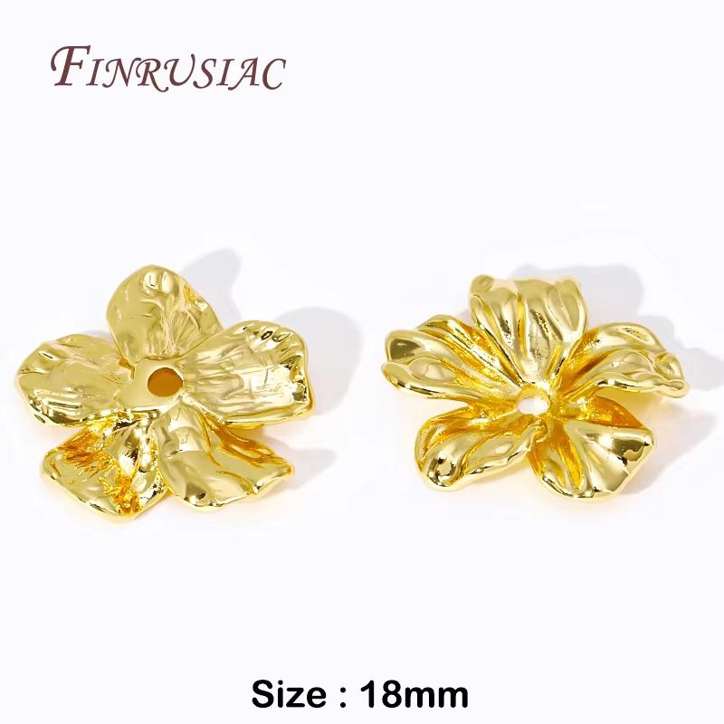 8.5mm Spacer Bead Caps 18K Gold Plated Brass with Zircon Flower Bead End Caps For Jewelry Making Supplies DIY Accessories