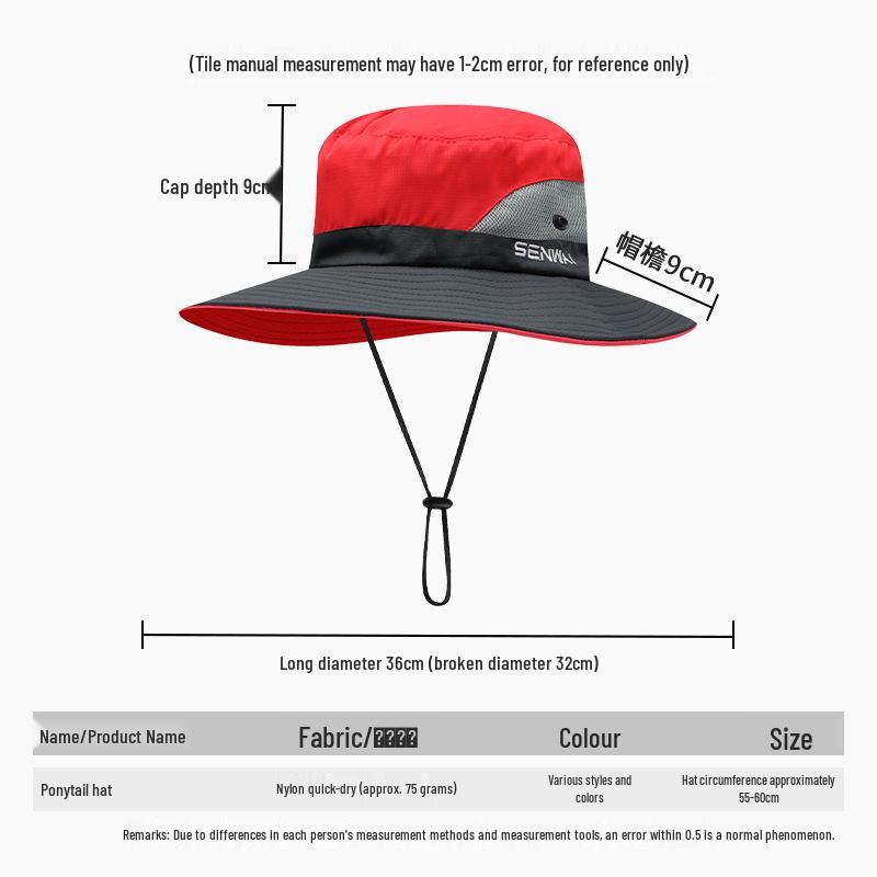 Women's Summer Outdoor Sun Hat with Ponytail Hole - Breathable, UV Protection, Parent-Child Style for Hiking