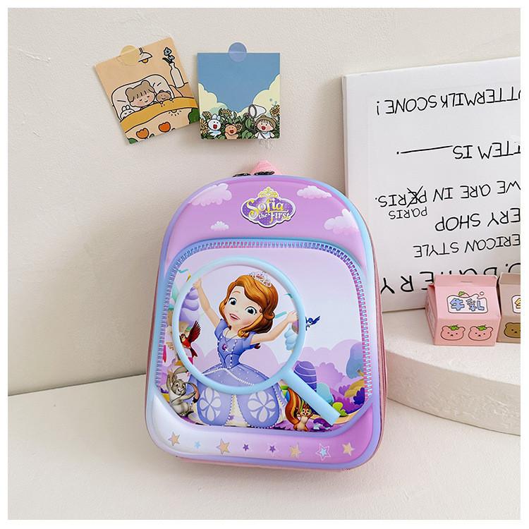 Adorable 3d Cartoon Nylon Backpack For Boys And Girls Lightweight And Fashionable Purple Sofia