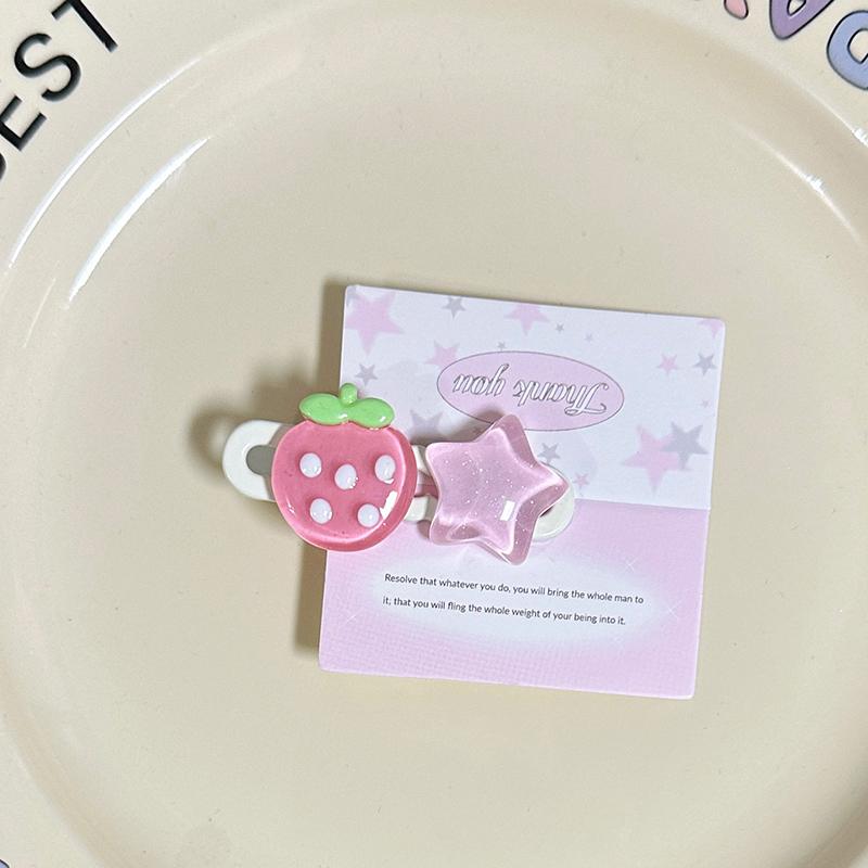 

Kawaii Pink Star Peach Clubberry Hairpin Sweet Girls Bang Clip Side Clip Women Hair Accessories Strawberry