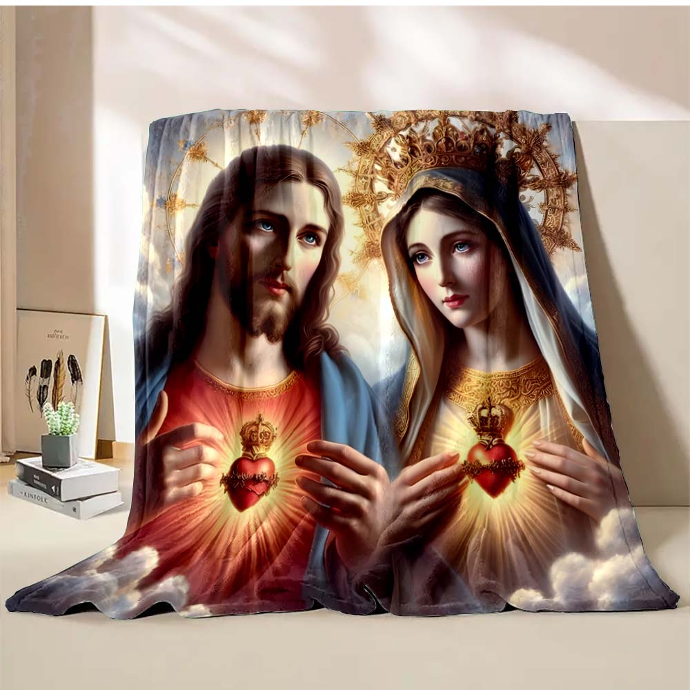 6 Sizes Jesus Virgin Maria Believer Pray Printed Blanket Soft and Comfortable Home Travel Blanket Adult and Child Warm Blanket