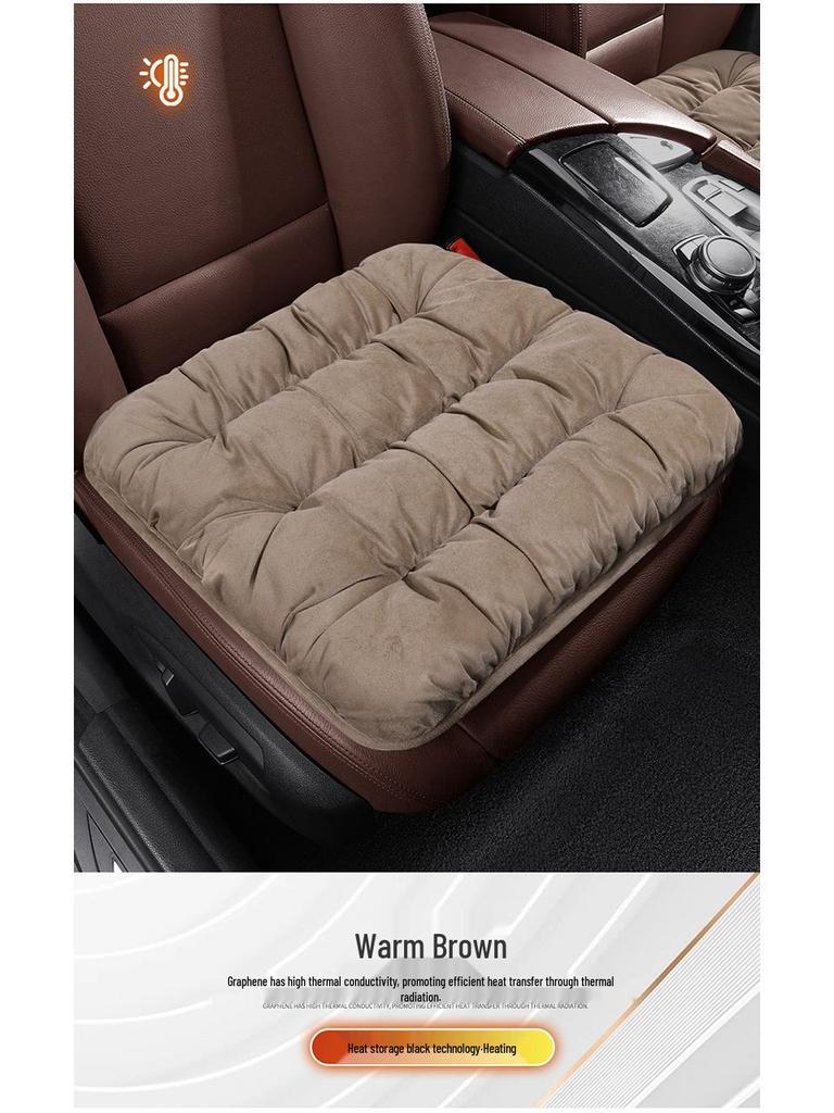 Plush Heated Car Seat Cushion - Winter Warm Fleece-Lined Thickened Cushion