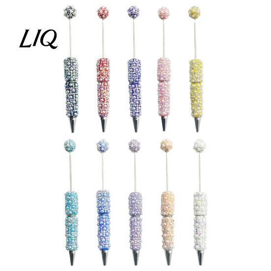 Faux Pearl Decorated Pen DIY Beadable Pen, Rhinestone Ballpoint Fancy Glitter for Crafting, Student Stationery Office Writing Tools Decorative
