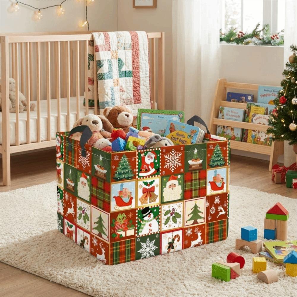 Cartoon Snowman Clothes Storage Bin Large Capacity Toys Organizer Box Kitchen
