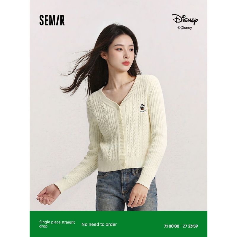 

[Same Style with Mall] Senma Disney Cooperation Series Red Sweaters Sweater Women s Sweater Spring New Arrival Tops Red 00466 160/84A/M