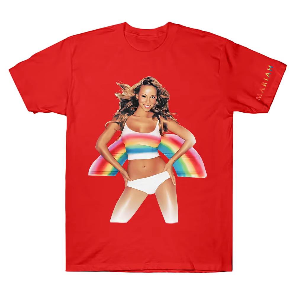 Sommer Heißer Verkauf Mariah Carey Merch Regenbogen 2026 T-Shirt Y2K Herren Damen Baumwolle Gothic Rundes T-Shirt Atmungsaktive und Bequeme Kleidung