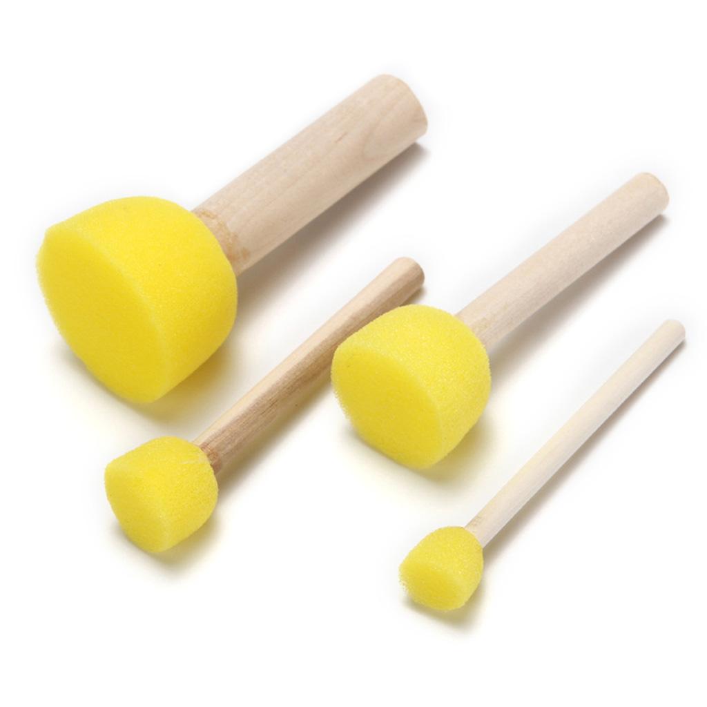 5pcs Sponge Foam Brush Set Wooden Handle Stamp Painting Tool DIY Crafts for Kids Beginners