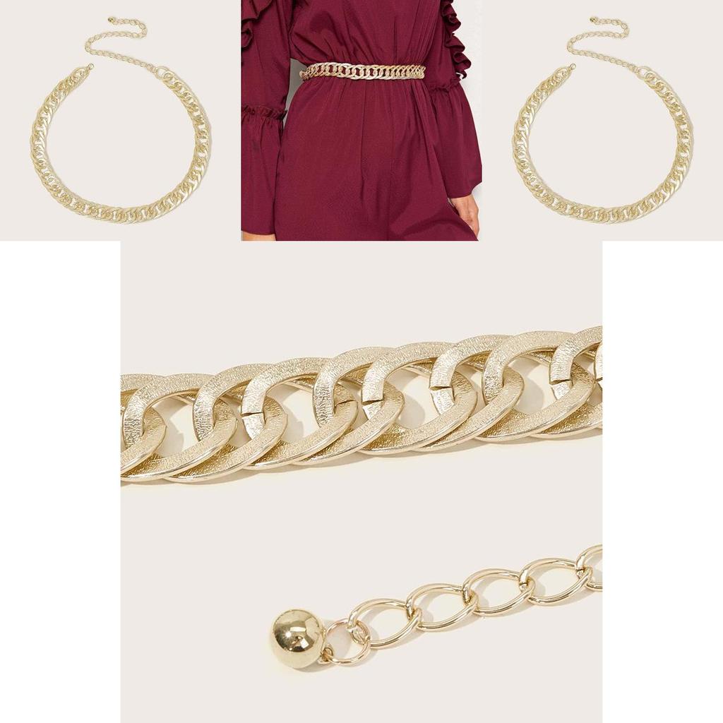 Spring Fashion Waist Jewelry For Women With Geometric Metal Links Suitable For Daily Wear