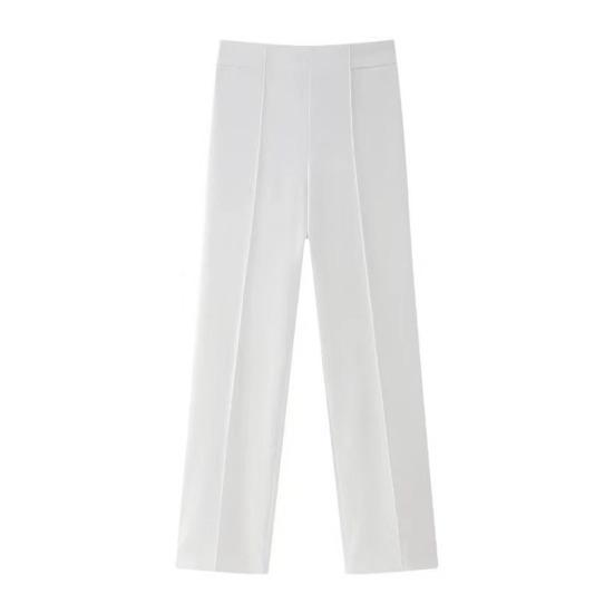 Women Pants High Waist Slim Fit Straight Leg Casual Trousers Solid Color Design Office Lady Long Pants Daily Wear