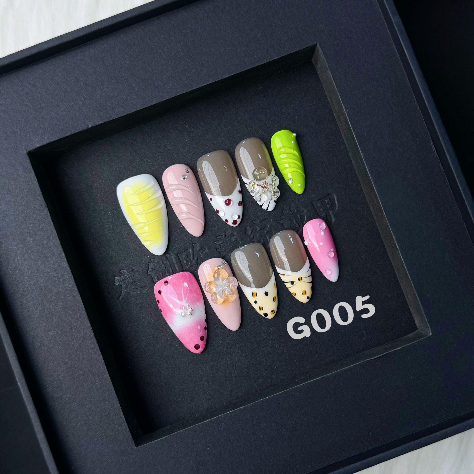 

Leopard Print Clay Flower Design Press-On Nails - Short, Handmade, High-End Summer Nail Art for Europe & America Extra Small