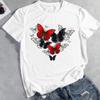 90er Kleidung Lässig Liebe Herz Schmetterling Trend Sommermode Grafik T-Shirt Damen Oberteil T-Shirt Kurzarm Dame Weiblich Print T-Shirt