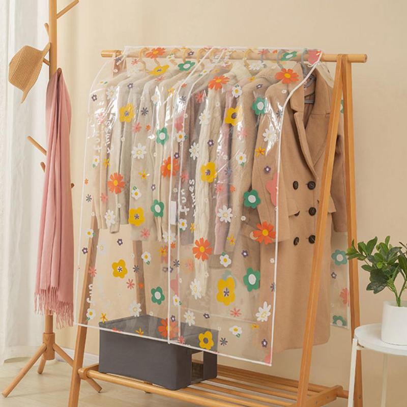 Husa de Praf pentru Haine cu Flori Desen Animat Dormitor Uscător Husă de Praf Pânză Îngroșată Umeraș Husă de Praf Husă Universală pentru Haină Costum