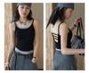 Louvre Spring/Summer Women's Color Block Double Strap Hollow Back Camisole Top