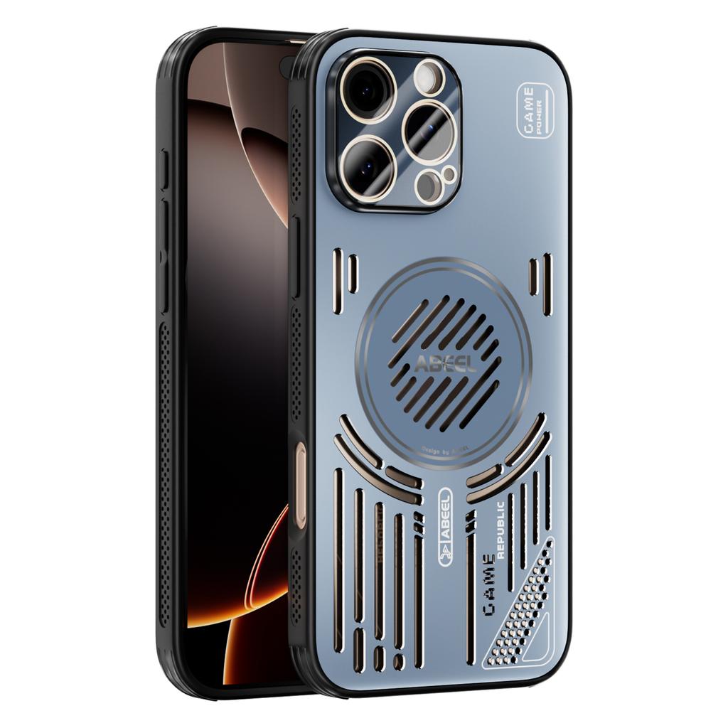For iPhone 16 Pro Max Magnetic Case Aluminium Alloy+PC+TPU Hollow Heat Dissipation Phone Cover