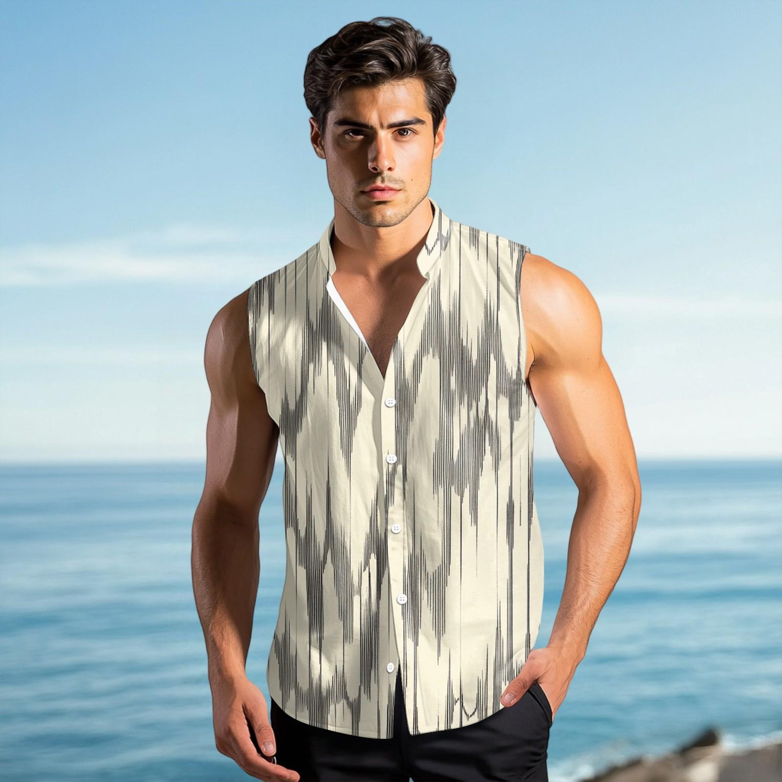 

Чоловіча мода Принтована Безрукавка з Лацканами на Ґудзиках XXXL