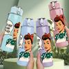 1PC Retro Housewife Funny Quote 750ml Color Plastic Sports Water Bottle Leakproof Flip Straw Lid Suitable for Sports Office Home Use