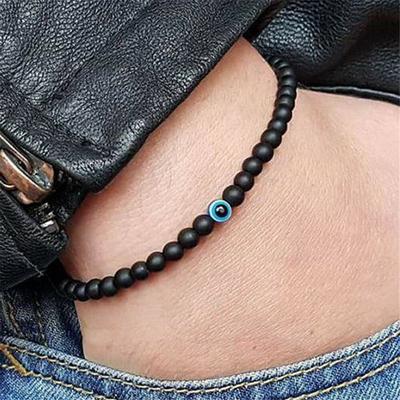 Bracelets à la mode pour hommes et garçons, pierres polies contre le mauvais œil, perles faites à la main