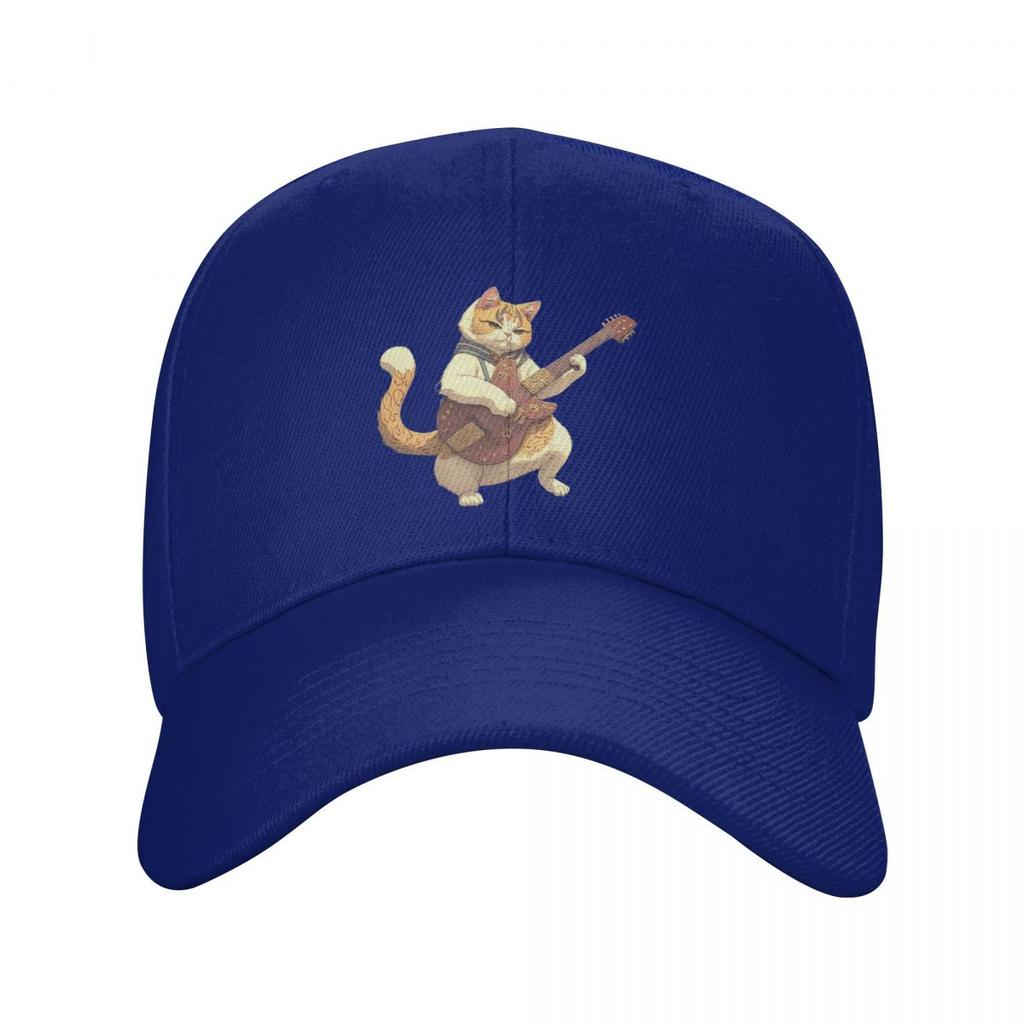 Gato Rockeiro Tocando Guitarra Desenho Animado Gato Guitarrista Bonés de Beisebol Snapback Homens Mulheres Chapéu Chapéu Ajustável Streetwear Boné de Beisebol Casquette