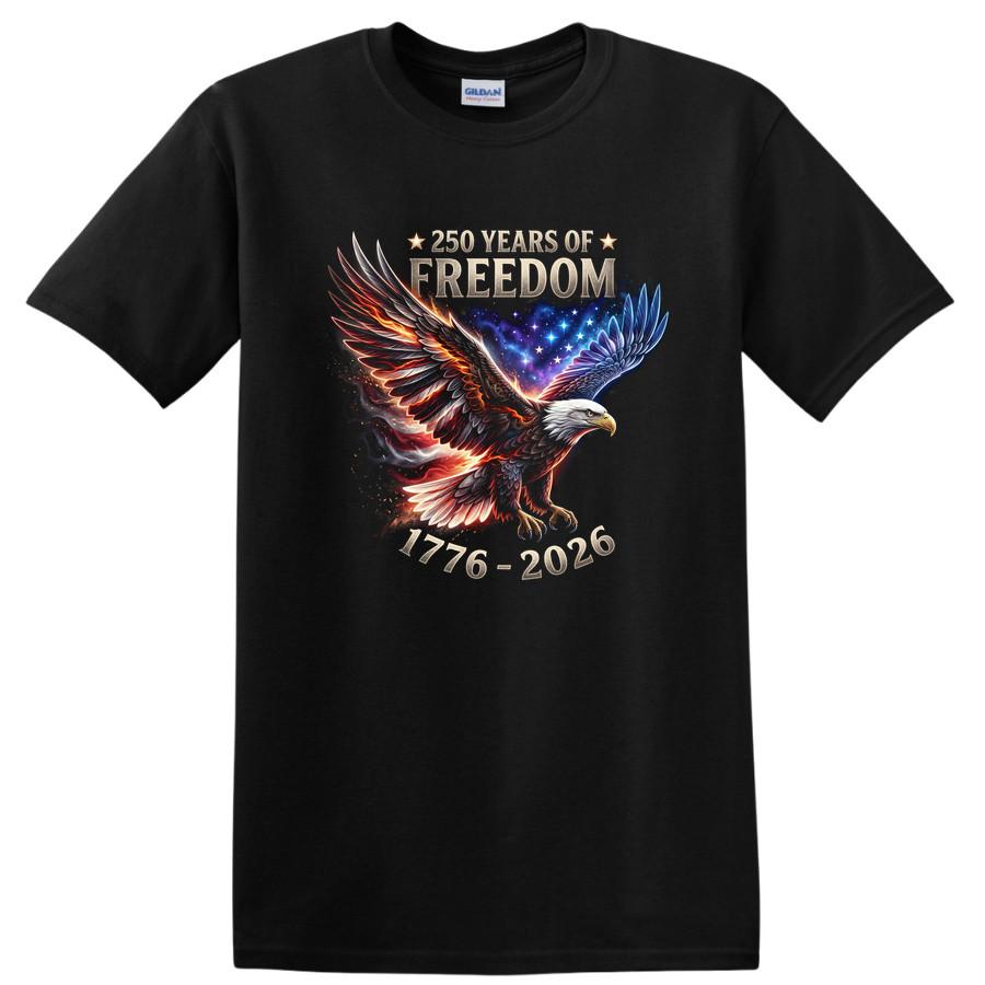 250 Years of Freedom Eagle T Shirt American Independence 1776-2026 Tee 3XL