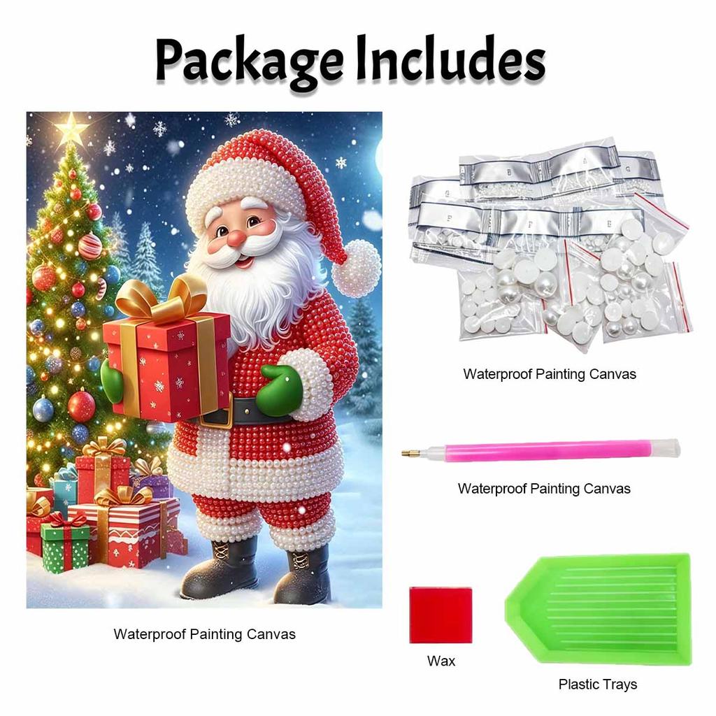 Christmas Santa Claus Holding Gift Pearl Painting Kit Handmade DIY Home Decoration Painting