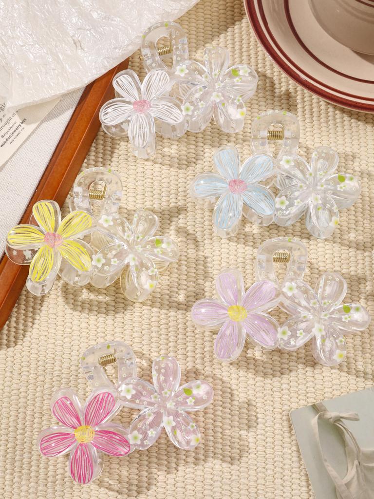 6 Stück Mode Damen Blume Süße Haarspangen, Urlaub Böhmen Ei Blume Haarspangen Mädchen Linie Haarnadeln Frühling Haaraccessoires