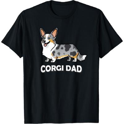 Cárdigan Divertido para Hombres y Niños Perro Corgi Merle Azul Papá Amante Camiseta
