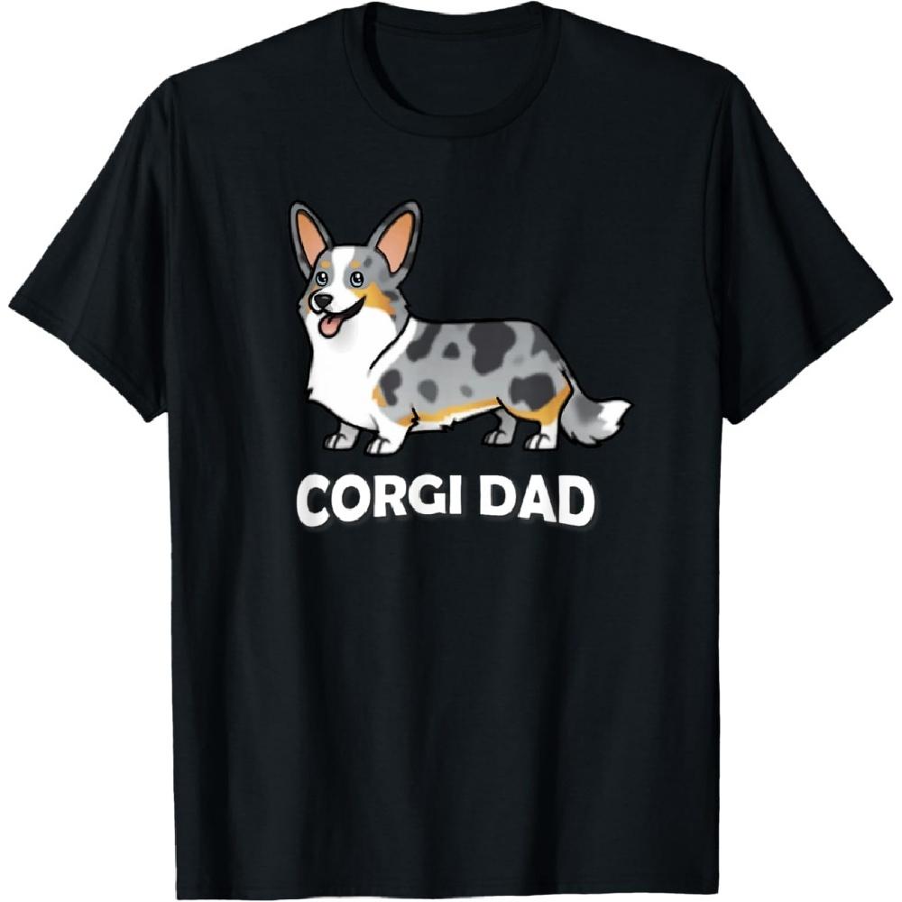 

Funny Mens & Boys Cardigan Blue Merle Corgi Dad Lover T-Shirt XXXXXL чорний